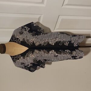 Floral Striped Kimono Top